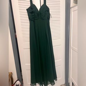 JH’s House Green A-Line Off The Shoulder Floor Length Chiffon Bridesmaid Dress